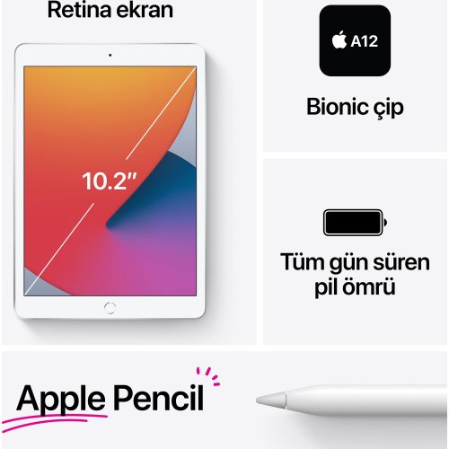 Apple iPad 8. Nesil 32 GB 10.2" WiFi Tablet - MYL92TU/A ( Apple Türkiye Garantili )